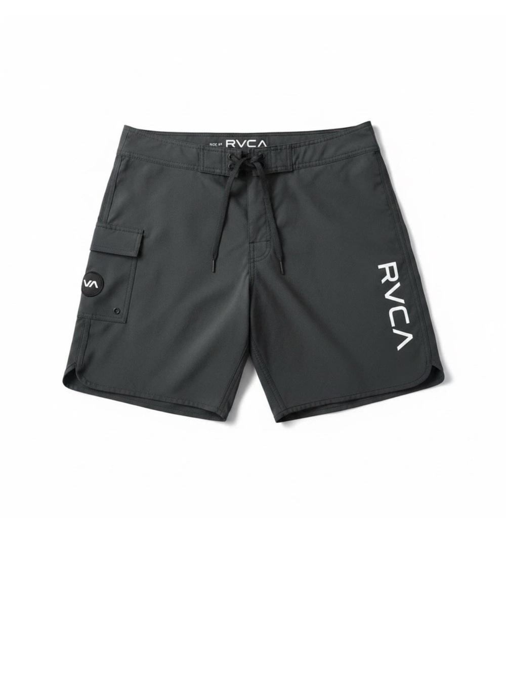 RVCA Swim Board Shorts Black Size 34 7” Inseam Drawstring Logo